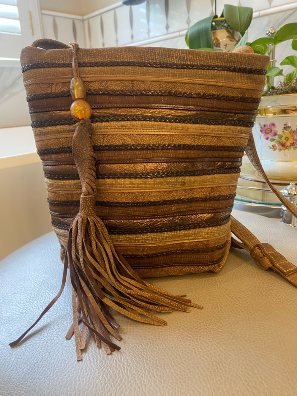 RARE Vintage Sharif USA Patchwork Leather Shoulder Bag Zipper